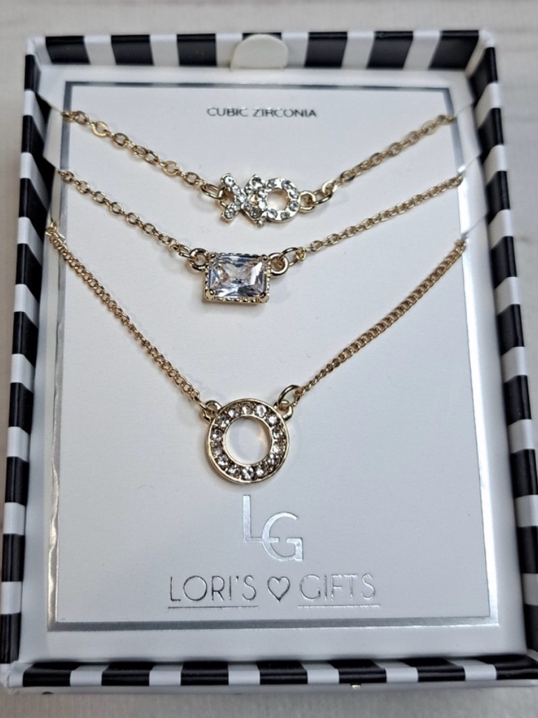 3pc Gold Necklace Set With Cubic Stones